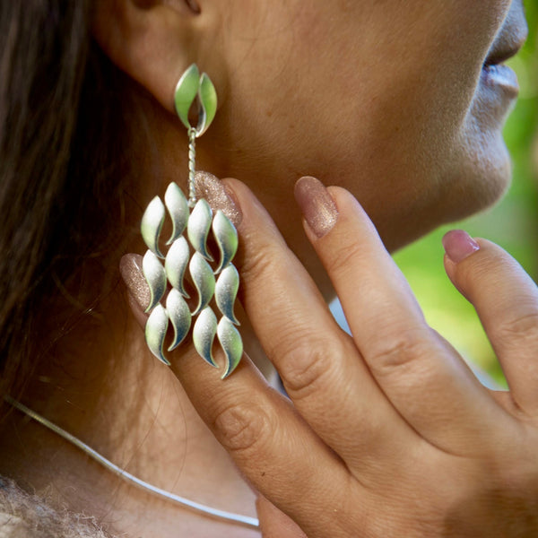 Syksy - hopea korvakorut - Neljä vuodenaikaa