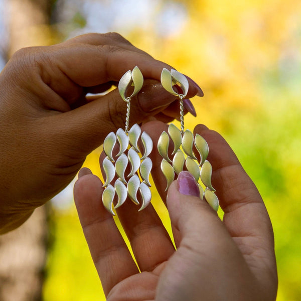 Syksy - hopea korvakorut - Neljä vuodenaikaa