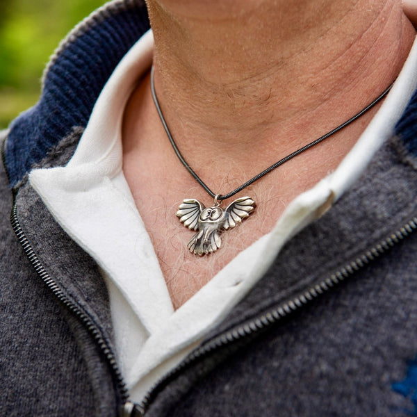 Pöllö - hopea riipus - käsintehty