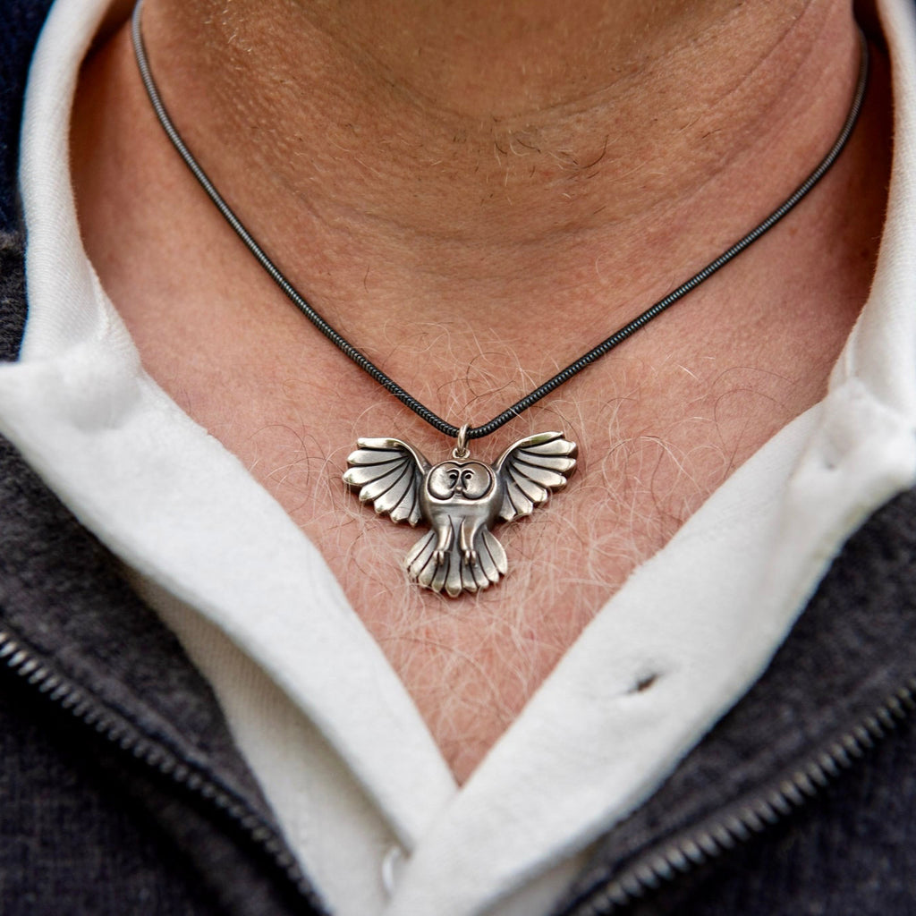 Pöllö - hopea riipus - käsintehty