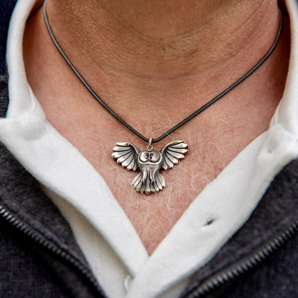 Pöllö - hopea riipus - käsintehty