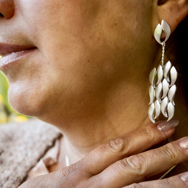 Syksy - hopea korvakorut - Neljä vuodenaikaa