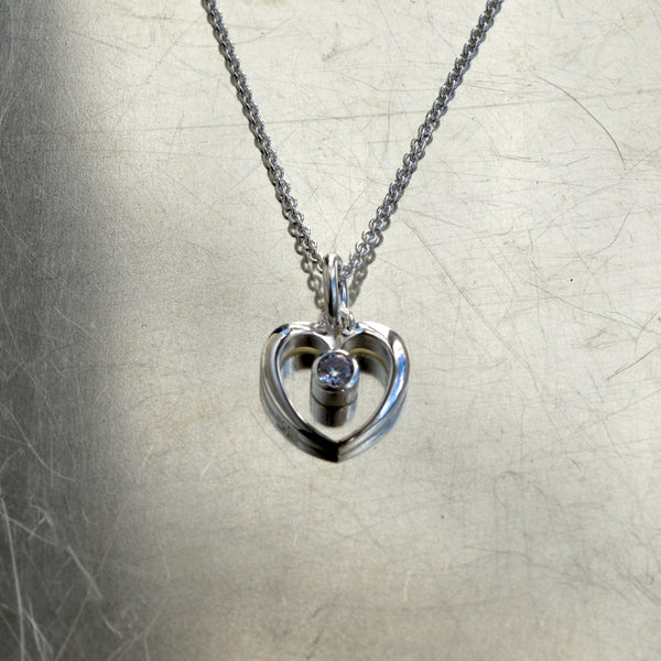 Sydän - hopea riipus - cubic zirconia