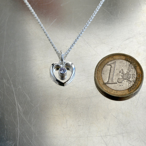 Sydän - hopea riipus - cubic zirconia