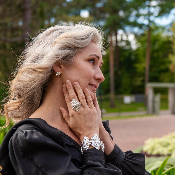 Maa - hopea korvakorut - tappikiinnitys - Elementit